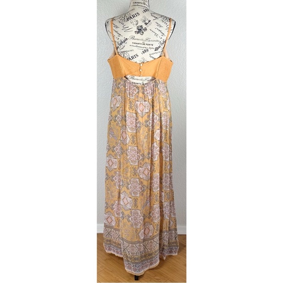 Anthropologie NWT Calida Maxi Bohemian Yellow Maxi Dress, size 16 Petite - Picture 7 of 12